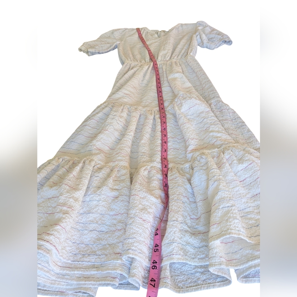 Tommy Hilfiger Prism Ripple Tiered Boho Dress Subtle Rainbow Stripes sz 2 - Picture 4 of 11